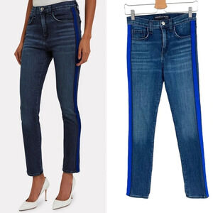 Veronica Beard Kate Tuxedo Stripe Skinny Jeans Bright Blue Size 25‎ / 0